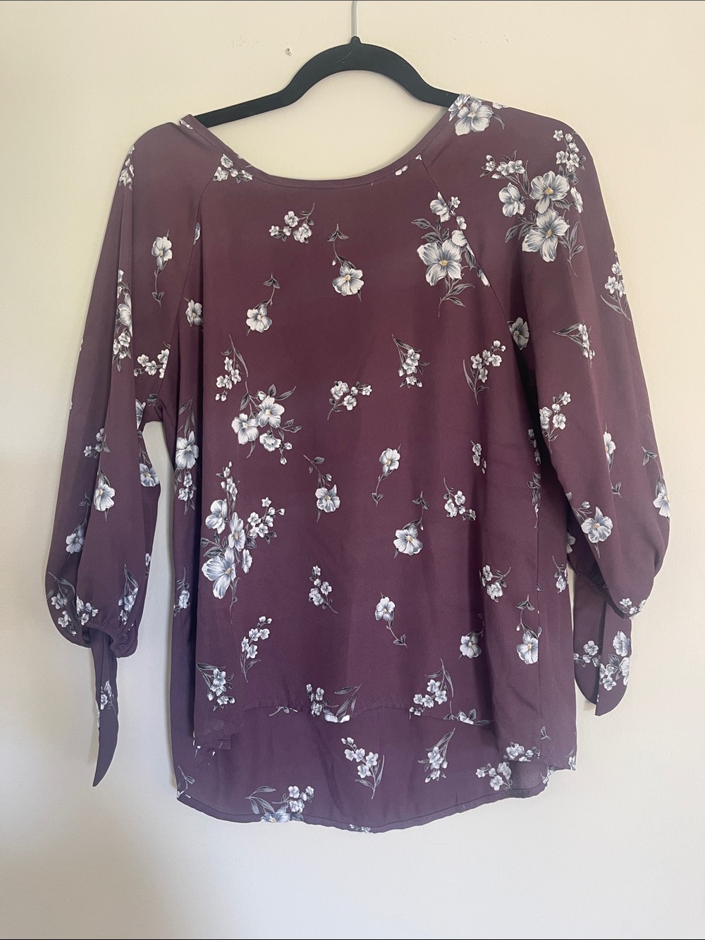 Papermoon Plum Floral Tie-Sleeve Blouse